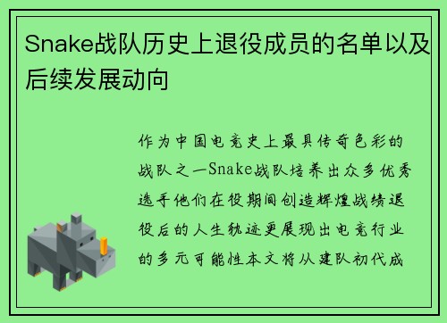 Snake战队历史上退役成员的名单以及后续发展动向